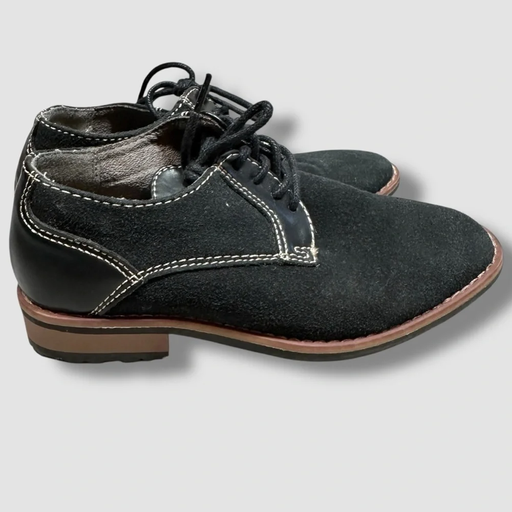Steve Madden Bfold Oxfords Little Boy 1 Lace Up Faux Suede Black Dress Shoes